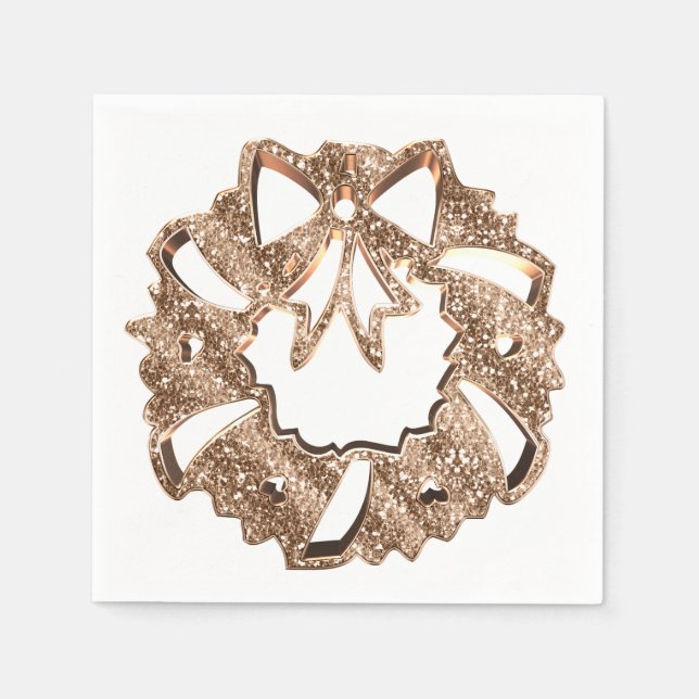Weihnachtskranz Imitate Gold Diamanten Elegante Serviette (Vorderseite)