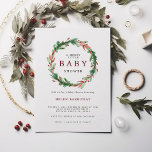 Weihnachtskranz in Burgundy Babydusche Einladung<br><div class="desc">Diese Babydusche lädt mit einer Bordeaux-Beere und einem Kiefernkranz in Aquarellfarbe sowie einem lustigen Bordeaux-Schriftart ein. Editieren Sie einfach *most*,  um Ihren Eventbedürfnissen gerecht zu werden. Ändern Sie die Hintergrundfarbe. Diese Babydusche lädt zu Weihnachten,  Winter oder Feiertagen ein.</div>