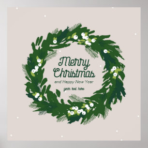 Weihnachtskranz in grün. Poster
