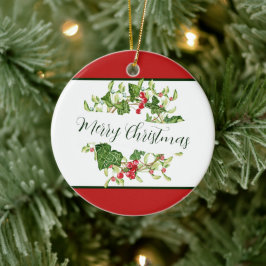 Weihnachtskranz in Wasserfarbe Keramik Ornament