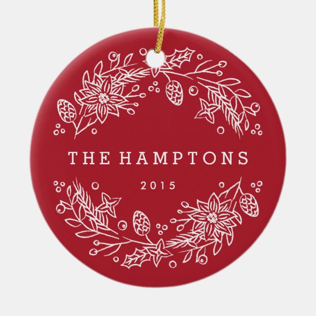 Weihnachtskranz Keramik Ornament - Berry (Vorne)