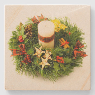 WeihnachtsKranz-Kerzen-Ring Steinuntersetzer