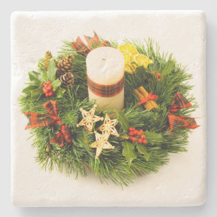 WeihnachtsKranz-Kerzen-Ring Steinuntersetzer