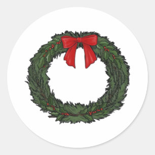 Weihnachtskranz Klassisch Runder Aufkleber