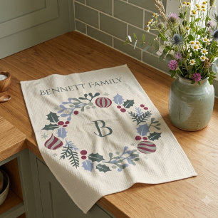 Weihnachtskranz Küchenhandtuch mit Monogramm in ve Geschirrtuch