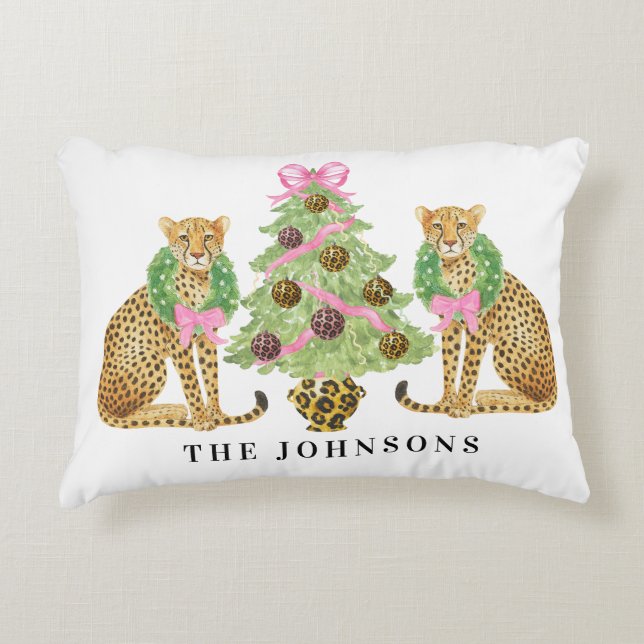 Weihnachtskranz Leopard Crest  Dekokissen (Vorderseite)