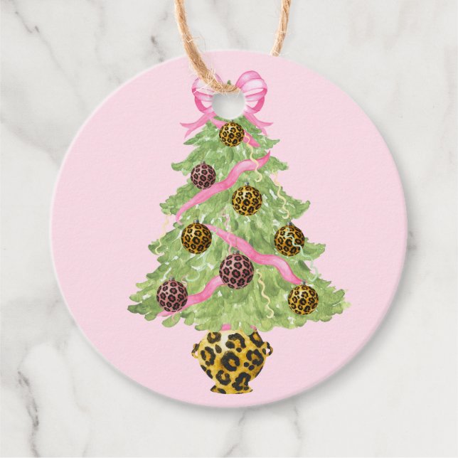 Weihnachtskranz Leopard Wappen Monogramm  Geschenkanhänger (Vorderseite)
