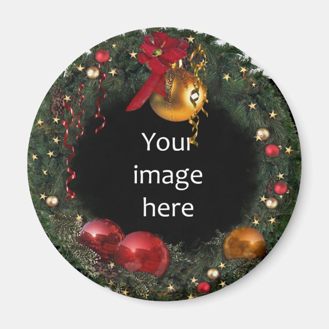 Weihnachtskranz mit Ihrem Foto Magnet (Vorne)