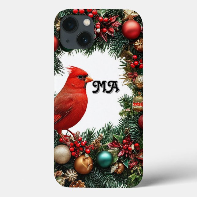 Weihnachtskranz mit Kardinalvogel Case-Mate iPhone Hülle (Rückseite)