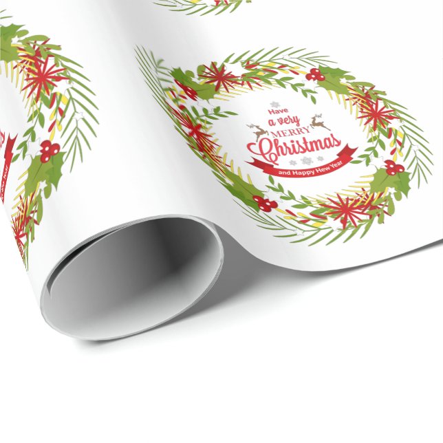 Weihnachtskranz mit Mistletoe Geschenkpapier (Rolleneckpunkt)