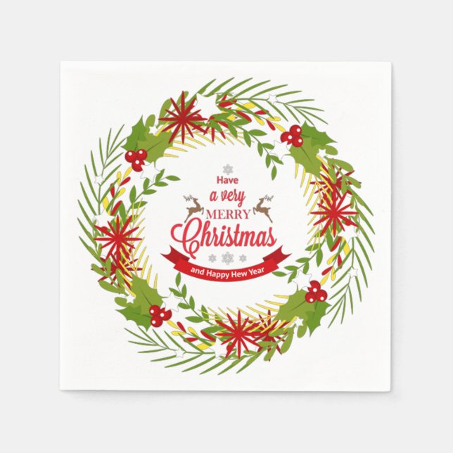 Weihnachtskranz mit Mistletoe Serviette (Vorderseite)