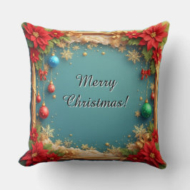 Weihnachtskranz mit Poinsettias Kissen