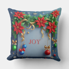 Weihnachtskranz mit Poinsettias Kissen