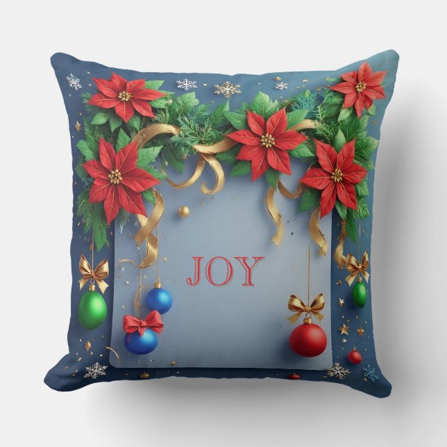 Weihnachtskranz mit Poinsettias Kissen (Vorderseite)