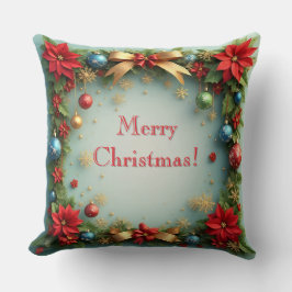 Weihnachtskranz mit Poinsettias Kissen