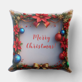Weihnachtskranz mit Poinsettias Kissen