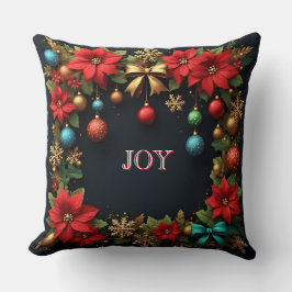 Weihnachtskranz mit Poinsettias Kissen