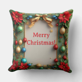 Weihnachtskranz mit Poinsettias Kissen