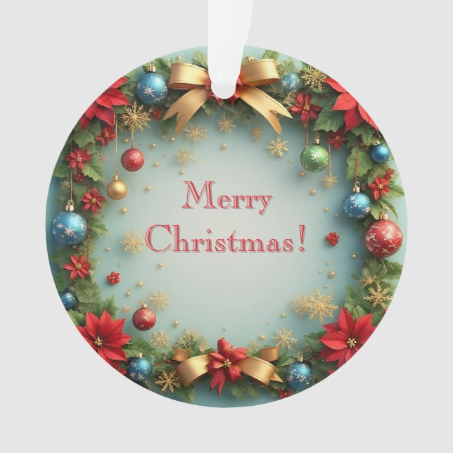 Weihnachtskranz mit Poinsettias Ornament (Vorderseite)