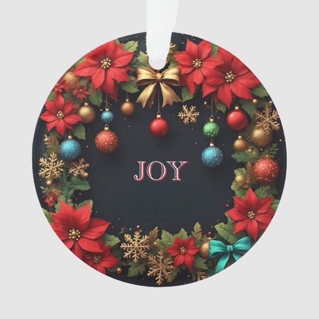 Weihnachtskranz mit Poinsettias Ornament (Vorderseite)