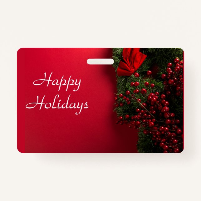 Weihnachtskranz mit roten Beeren Ausweis (Vorderseite)