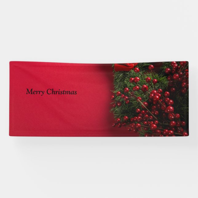 Weihnachtskranz mit roten Beeren Banner (Horizontal)