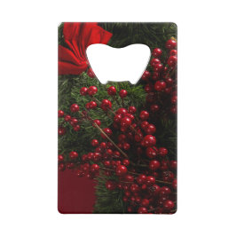 Weihnachtskranz mit roten Beeren Geldbeutel Flaschenöffner