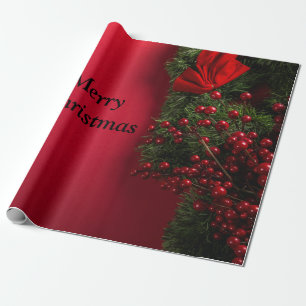 Weihnachtskranz mit roten Beeren Geschenkpapier