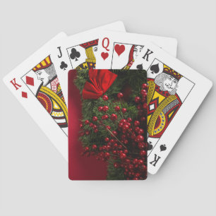 Weihnachtskranz mit roten Beeren Spielkarten