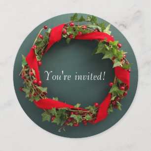WeihnachtsKranz mit Samtband Einladung