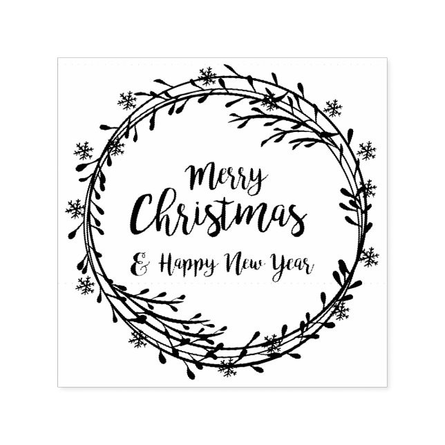 Weihnachtskranz mit Schneeflocken Permastempel (Design)