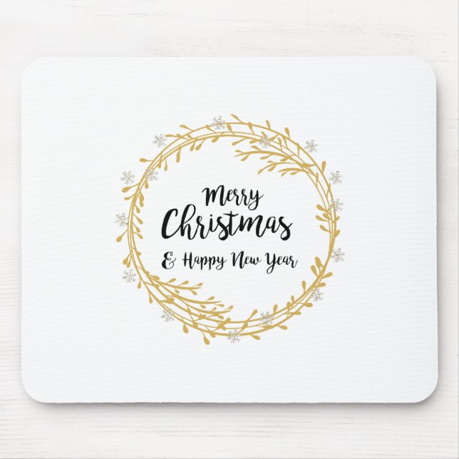 Weihnachtskranz mit Silberschneeflocken im Glitzer Mousepad (Vorne)