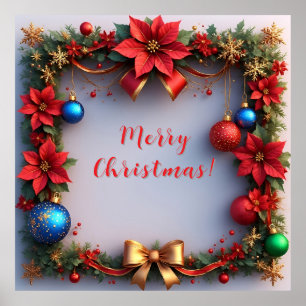 Weihnachtskranz mit Weihnachtssternen Poster