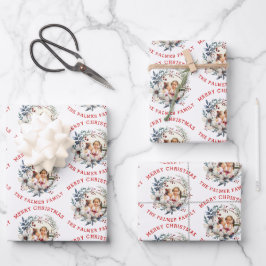 Weihnachtskranz mit weißen Blume und Foto Geschenkpapier Set
