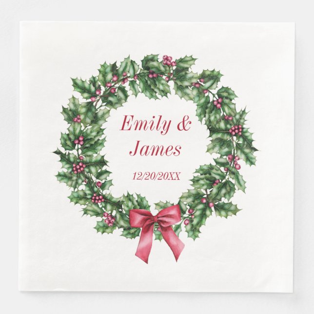 Weihnachtskranz Napkin Personalisiert Serviette (Vorderseite)