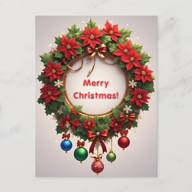 Weihnachtskranz Postkarte (Vorderseite)