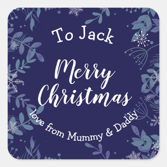 Weihnachtskranz Quadratischer Aufkleber (Vorderseite)