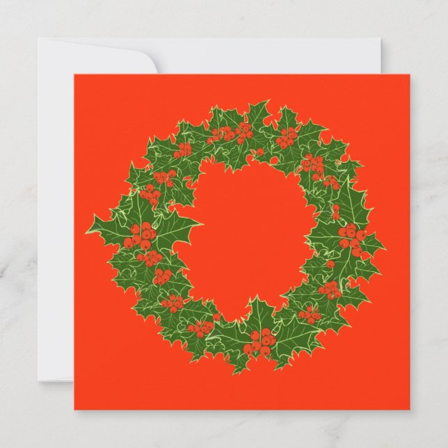 Weihnachtskranz rote Beeren und grüne Blätter (Vorderseite)