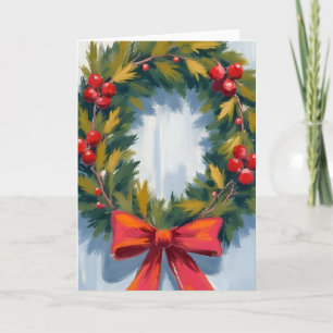 Weihnachtskranz roter Bogen Feiertag Karte