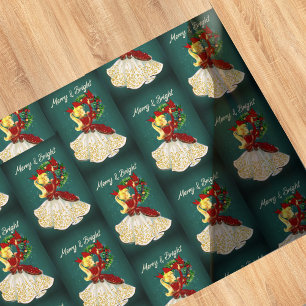 Weihnachtskranz Rotgold Glitzer Mädchen Geschenkpapier