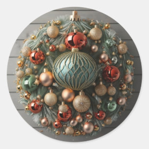Weihnachtskranz Runder Aufkleber
