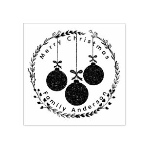 Weihnachtskranz und festliche Bausteine Familienna Gummistempel