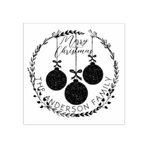 Weihnachtskranz und festliche Bausteine Familienna Gummistempel