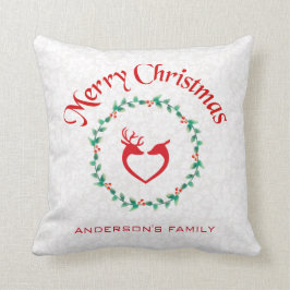 Weihnachtskranz und Herz-gestreiftes Hirsch Kissen