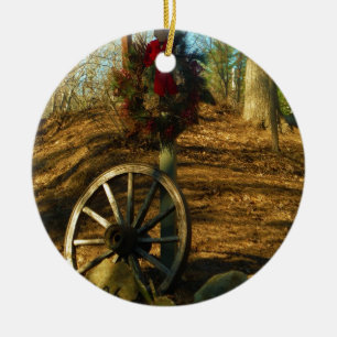 WeihnachtsKranz- und -lastwagenrad Keramik Ornament
