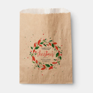 Weihnachtskranz und Typografie Geschenktütchen