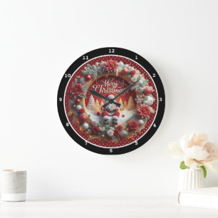 Weihnachtskranz und Weihnachtsdekore Große Wanduhr