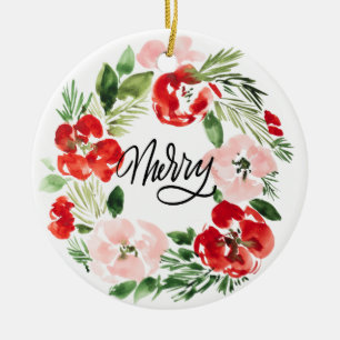 Weihnachtskranz Wasserfarbe Merry Foto Design Keramik Ornament