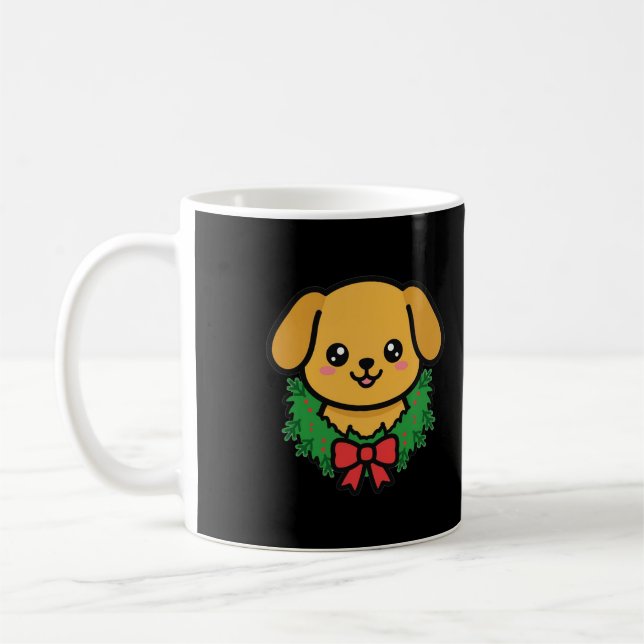 Weihnachtskranz-Welpen-Tasse Kaffeetasse (Links)