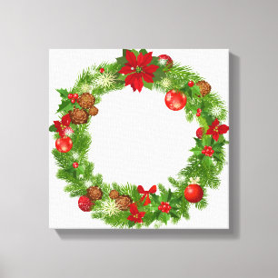 Weihnachtskranz-Wrapped Canvas Leinwanddruck